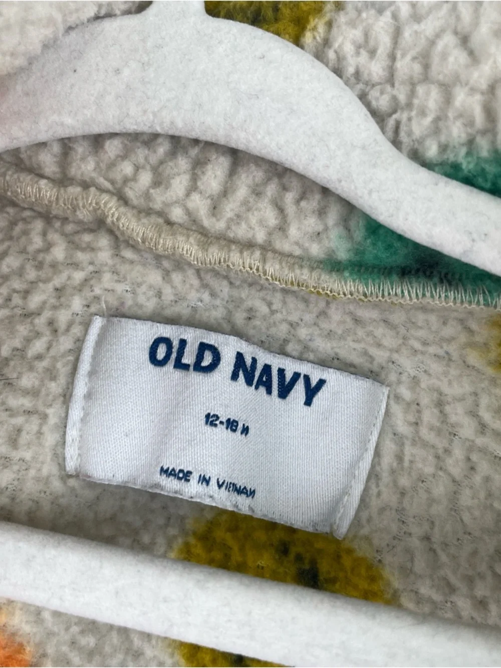 Old Navy Cream Sherpa Jacket with Multicolor Smiley Face Dots‎ Size 12-18 Months